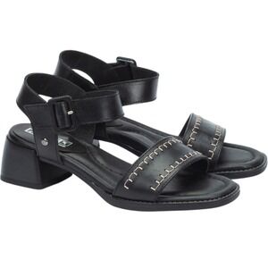 Pikolinos Oliva Black Leather Ankle Strap Block Heel Sandals EU 38 Made in Spain